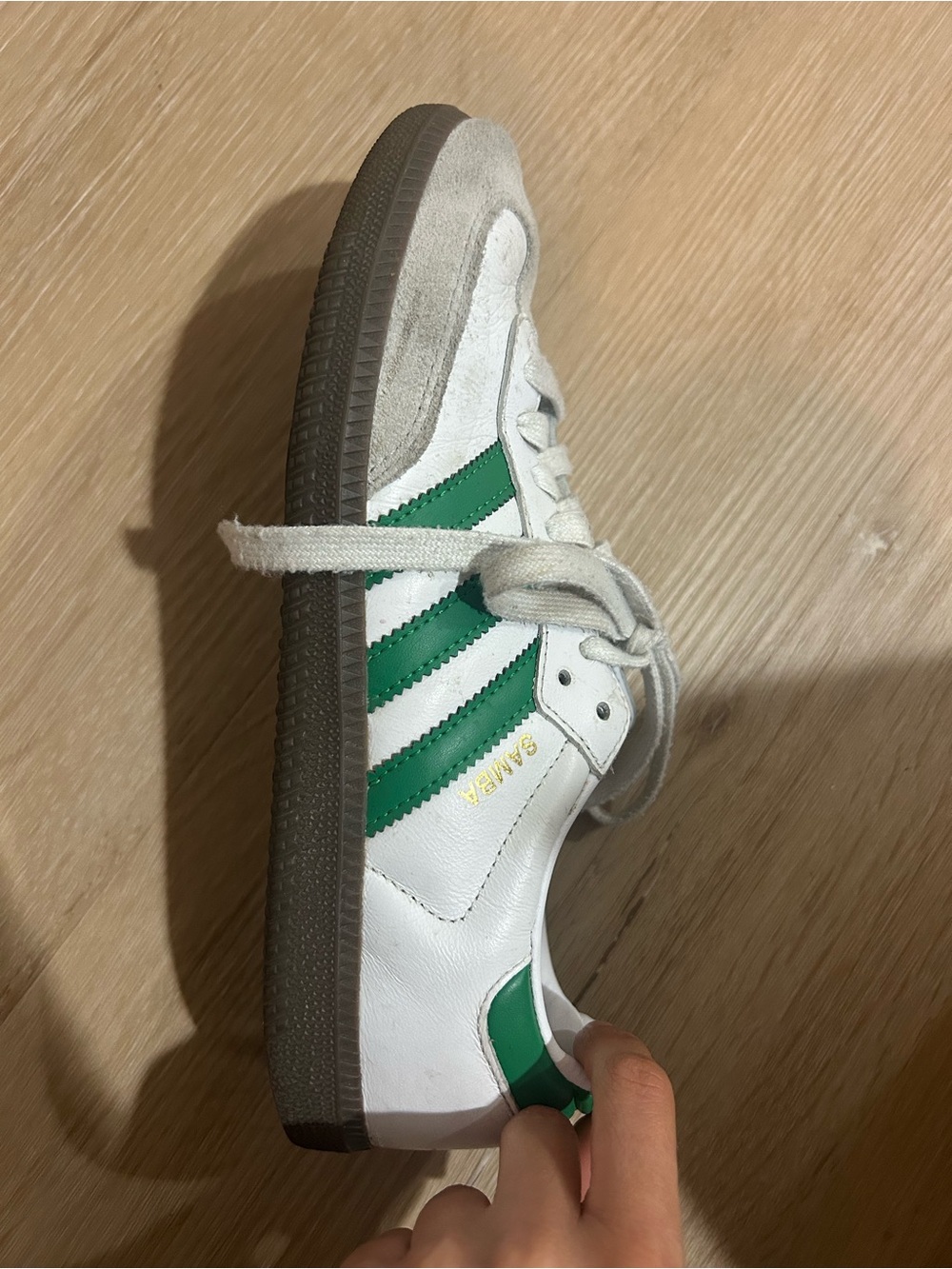 Men’s Adidas Samba White and Green Leather Sneakers